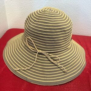 Sun N Sand Striped Tan and Brown Women's Sun Hat UPF 50+